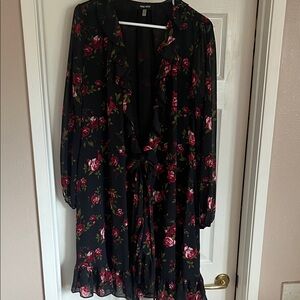 Nine West Black Dress with Red Floral Print